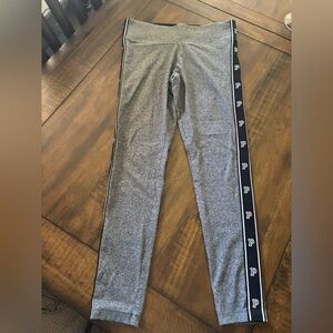 Victoria's Secret PINK yoga Grey Leggings with Black Logo Side Tape